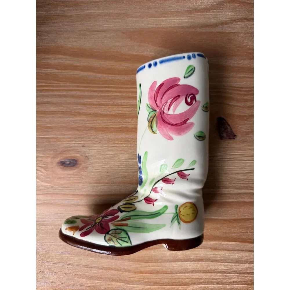 Vintage Blue Ridge Southern Potteries Gladys Floral Boot Vase Hand Painted 510/2